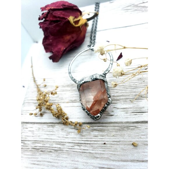 Fire quartz crystal necklace handmade - Picture 6 of 12